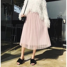 Новая Женская эластичная юбка с высокой талией плиссированная миди юбка женская модная повседневная юбка Офисная Рабочая одежда лето