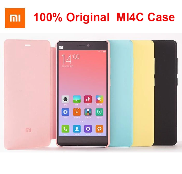 

100% Original Xiaomi Mi4C Case Smart Flip PU Leather Hybrid Cover Case with wake up Function for Mi 4C in Multi Colors