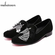 Mabaiwan/модные черные мужские туфли лоферы; Мокасины с вышивкой и кисточками; слипоны на плоской подошве; Повседневная Свадебная обувь; мужская модельная обувь