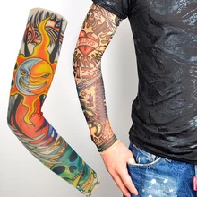 Бесшовные татуировки рукава Лето Открытый печать Защита от солнца рукав эластичный для женщин мужчин поддельные татуировки рука теплее охлаждающий рукав