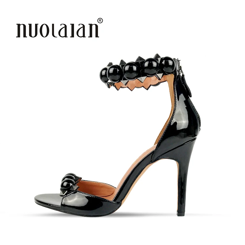 

2018 women sandals summer high heel shoes ankle strap sandals party wedding shoes woman patent leather high heels