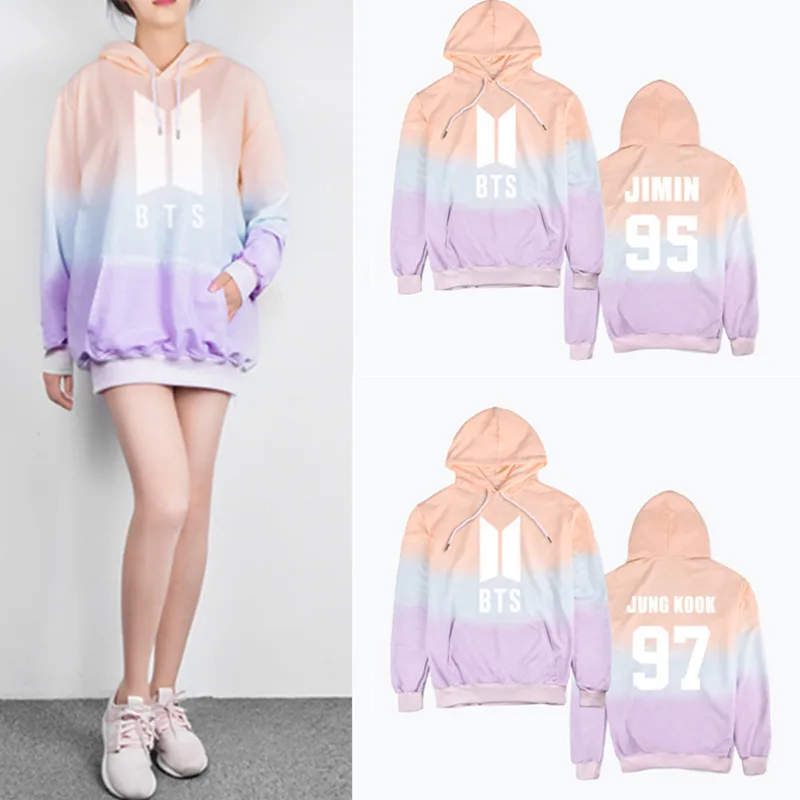 

New Kpop Bangtan Boys V JUNG KOOK JIMIN J HOPE Jackets Windbreaker Coat Comfort Gradient Color Hooded Winter Outwear