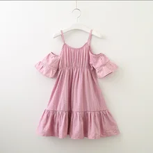 Новое поступление Hurave топики без бретелек богемное хлопковое платье хорошего качества кружевное Полосатое платье с расклешенными рукавами летнее платье с рюшами для девочек