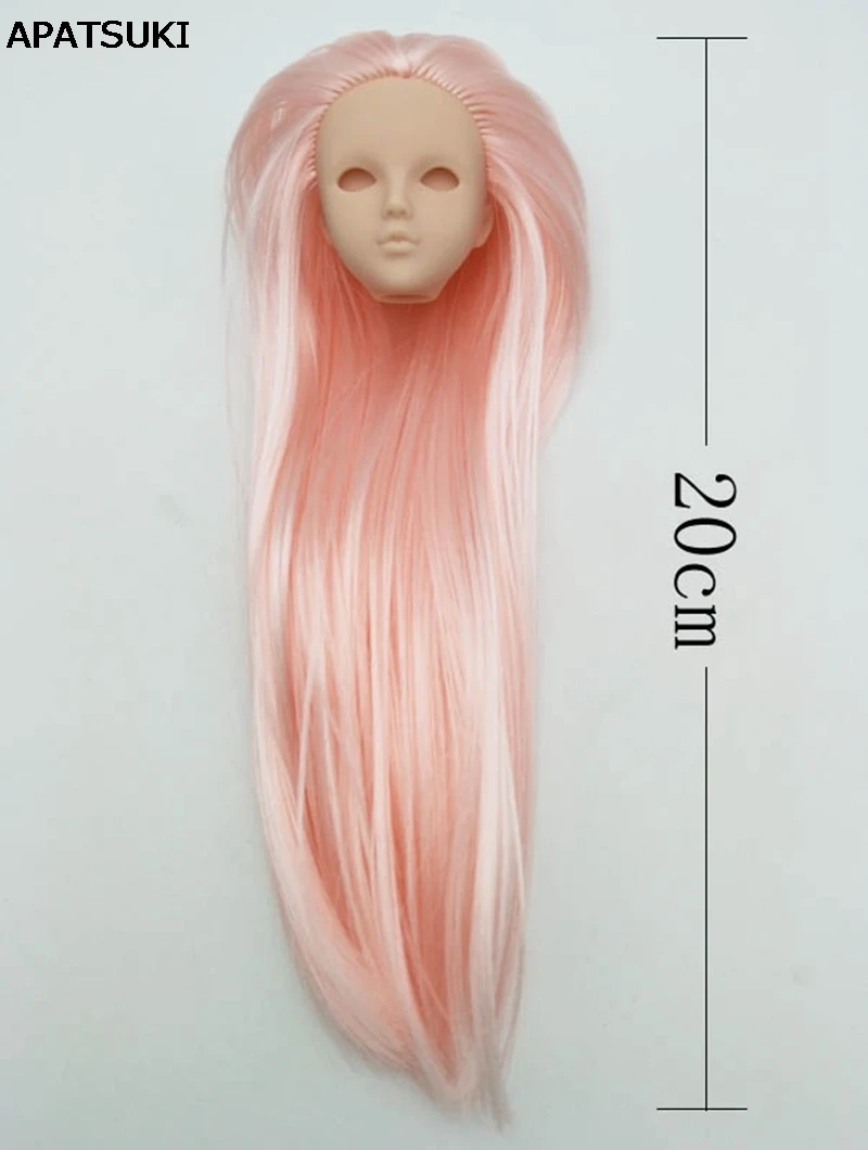 

Light Pink Hair Soft Plastic Practice Makeup DIY Doll Head For Barbie Doll Heads For 1/6 BJD Doll's Practicing Head Without Eye