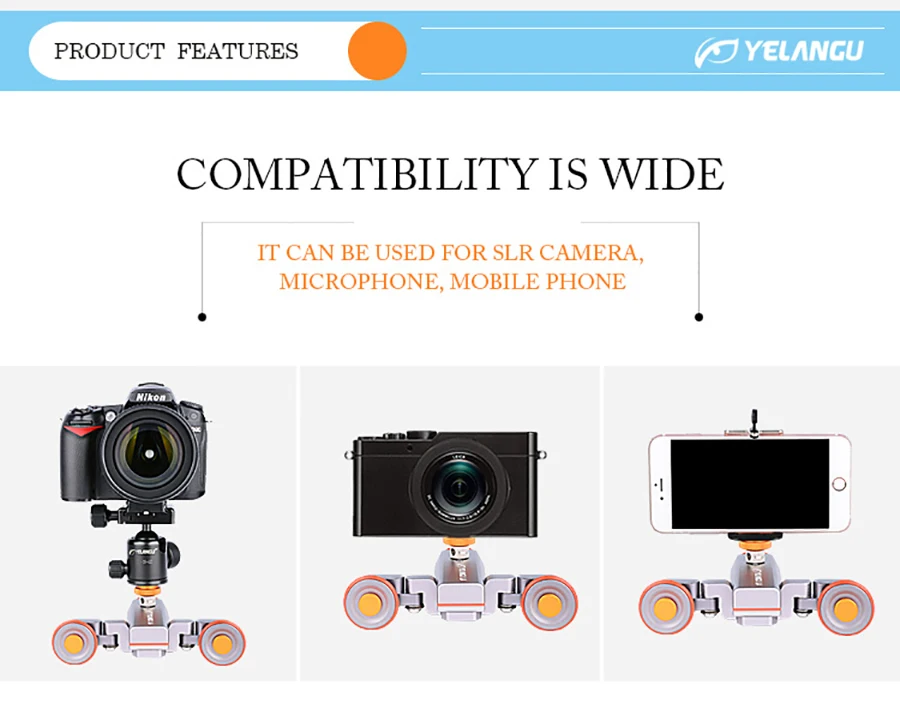 YELANGU L4 беспроводной дистанционный моторизованный электрический трек слайдер Долли автомобиля видео шкив прокатки Скейтер для DSLR видеокамеры мобильного телефона