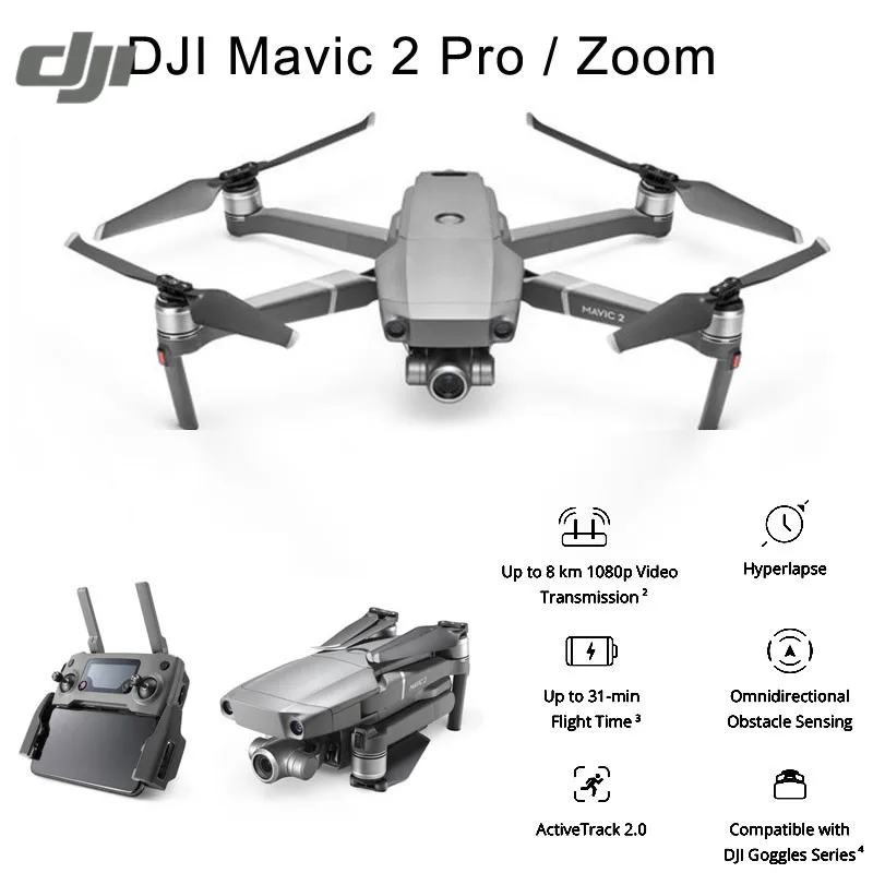 

DJI Mavic 2 Pro / Zoom 8KM 1080P FPV w/ 3-Axis Gimbal Omnidirectional Obstacle 4K Camera RC Drone 31mins Flight Time