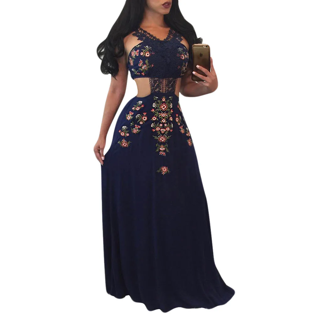 Boho Print Vintage Lace Maxi Dress Women Spaghetti Strap Backless Hollow Out Elegant Long Party Dress Summer Vestidos Plus Size womens-long-maxi-dresses : image Boho Print Vintage Lace Maxi Dress Women Spaghetti Strap Backless Hollow Out Elegant Long Party Dress Summer Vestidos Plus Size womens-long-maxi-dresses