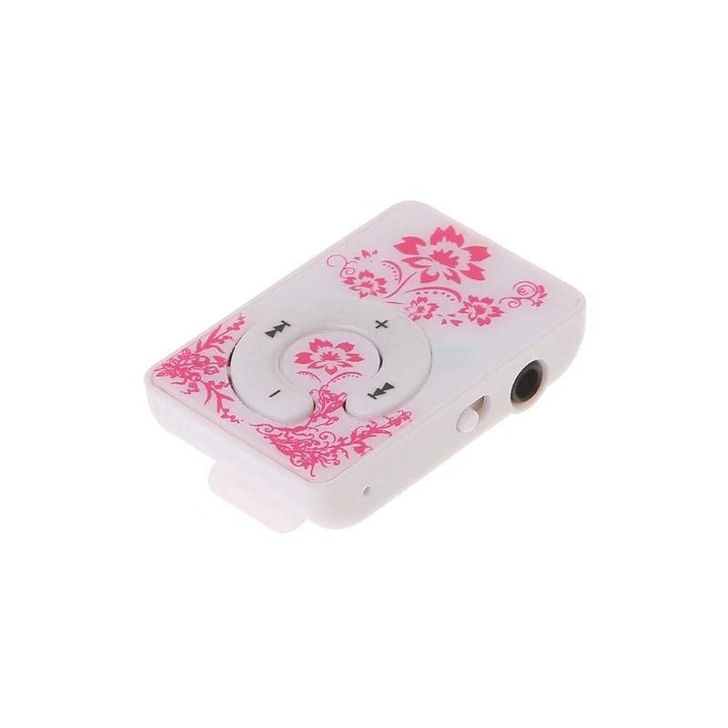 Mini Clip Floral Pattern Music MP3 Player 32GB TF Card With Mini USB Cable + Earphone
