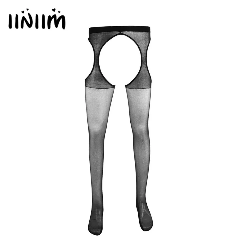 Iiniim 1 пара мужские ажурные колготки полиамидные эластичные на подтяжках легинсы