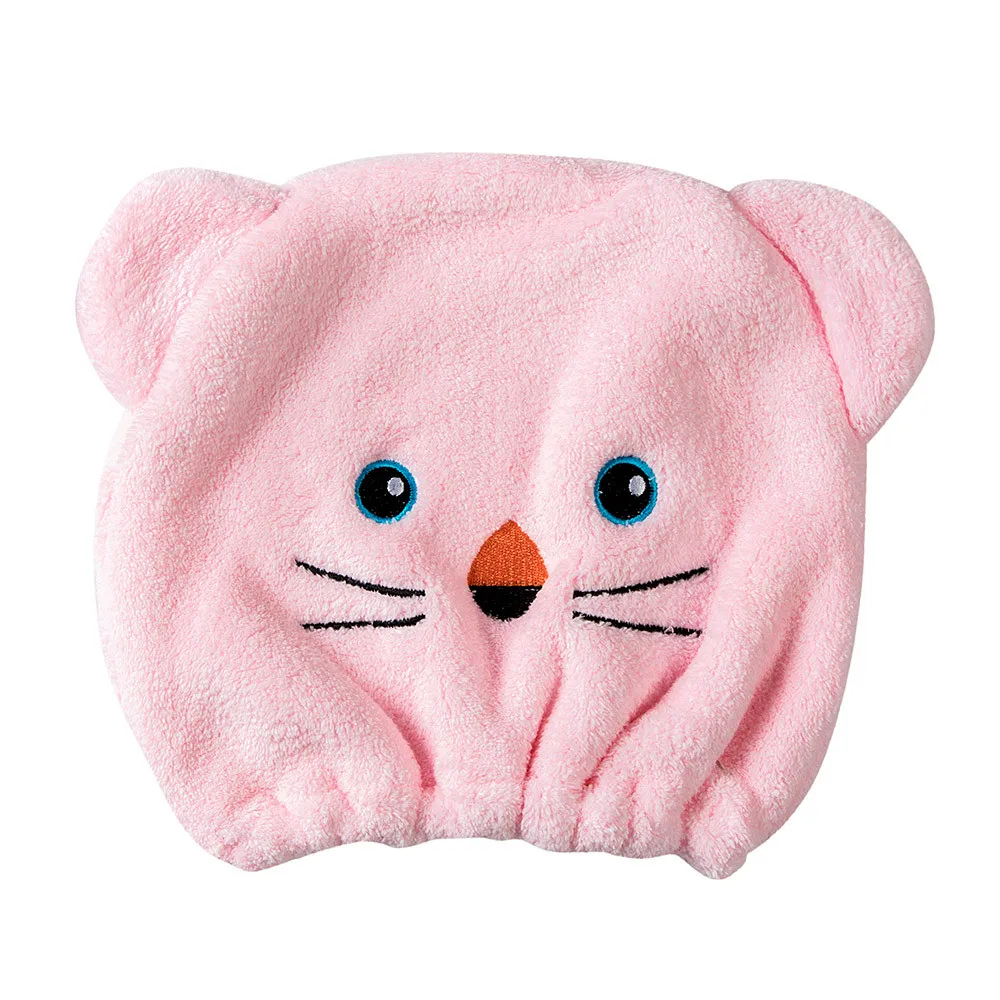 Коралловый бархат медведь сухая шапка для волос из микрофибры тюрбан шапка для быстрой сушки волос обернутое полотенце купальная шапочка аксессуары для купания# Z - Цвет: Pink