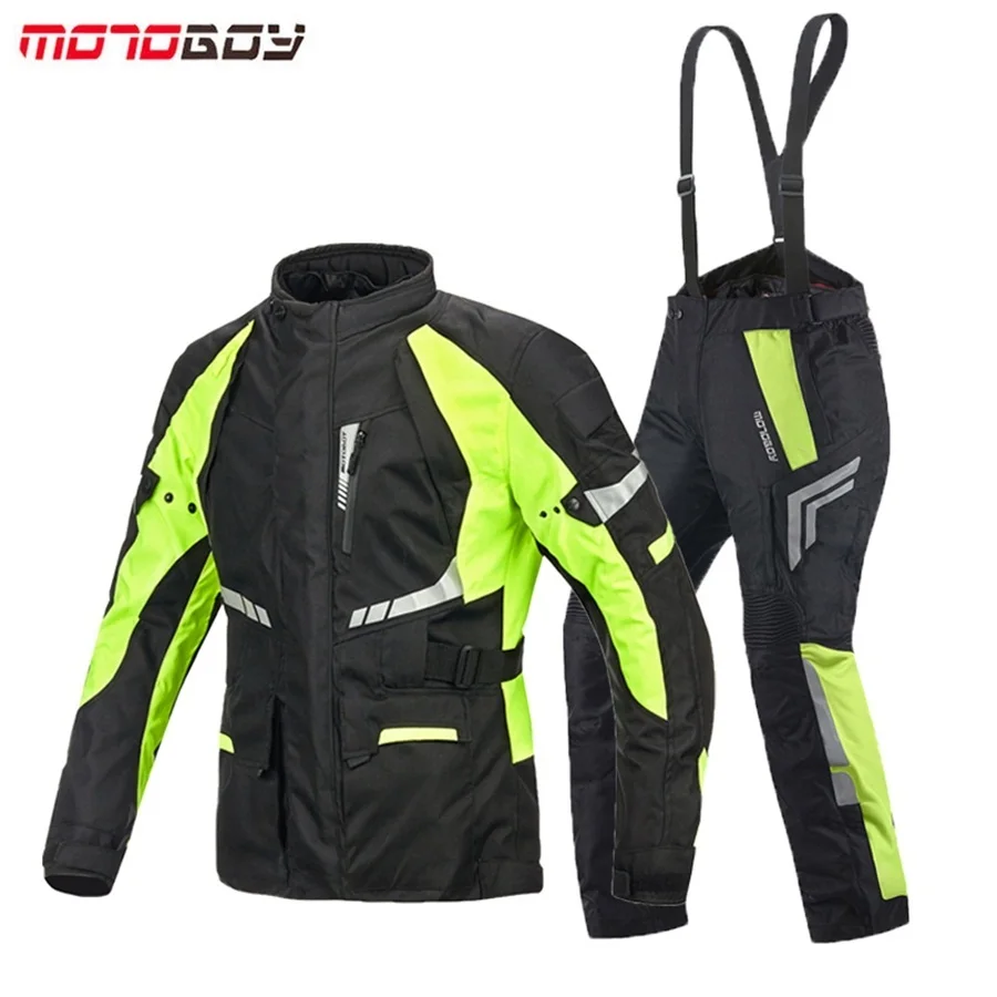 

Free shipping 1set Mens Motorcycle Waterproof Windproof Breathable Armored Motorcycle Jacket and Pants With 9pcs pads