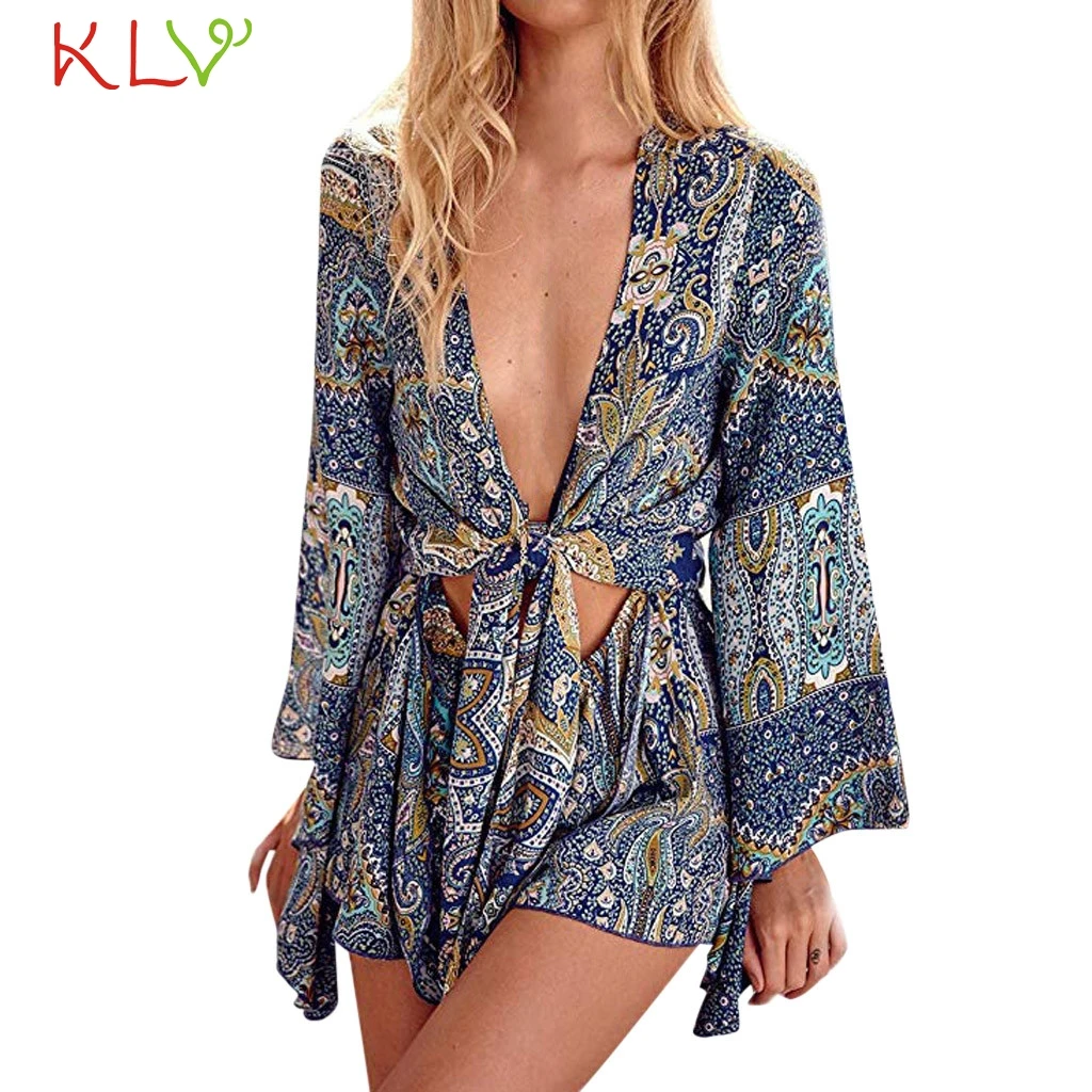 

Women Jumpsuit Summer Boho Print Elegant Romper Sexy Modis Short Pants Bodysuit Playsuit 2019 Clubwear Casual Body Mujer 19Apr18