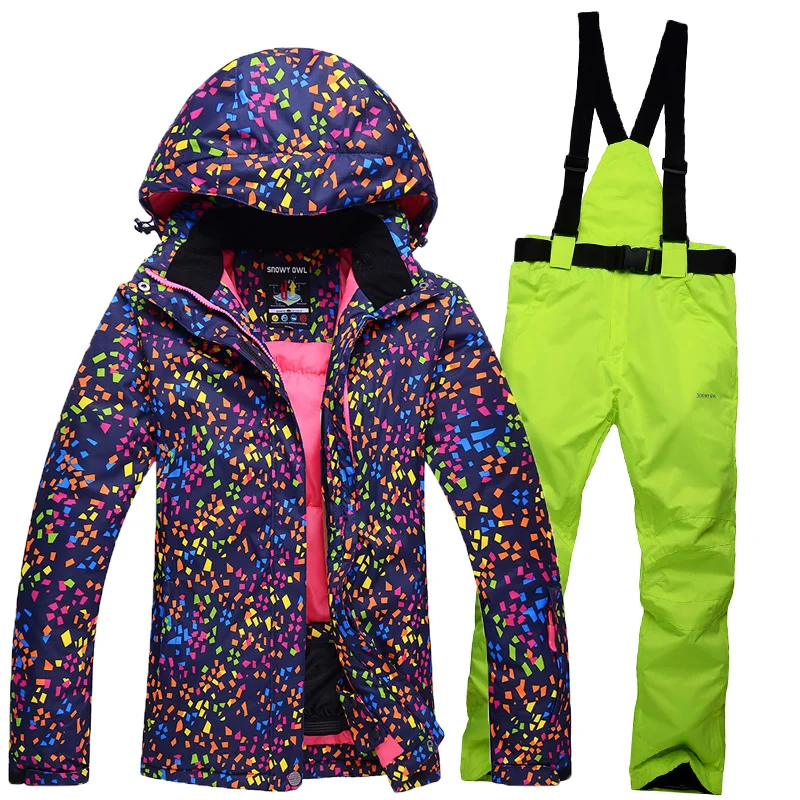 Free shipping women Ski Suit 2016 Windproof Ski Jacket+Pants Warm Ski Jacket Thicken Clothes Pants Set Solid Snowboard Jacket