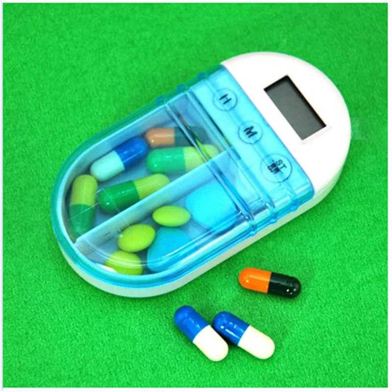 Portable 2 grid Electronic Medication Reminder Timer Timed Alarm Kit