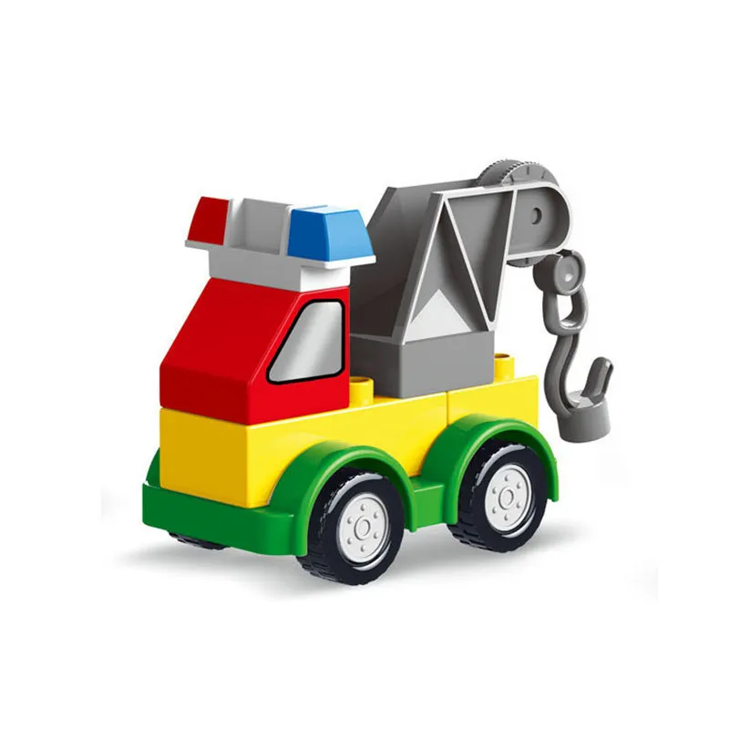 

6pcs Duploe Cars Sets Big Size Diy Bricks Compatible With Legoingly Crane Building Blocks Christmas Toys For Children Brinquedos