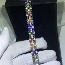 Vecalon модные цветочные формы браслет Mutil AAAAA кубический цирконий Белое Золото Заполненные вечерние свадебные браслеты для женщин ювелирные изделия