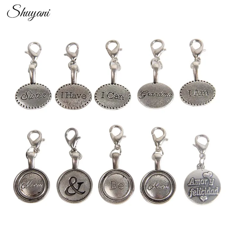 

100pcs Assorted Tibetan Silver Letter Floating Charms Metal Alloy Charms Beads Pendant Fashion Jewelry Making Findings DIY Charm
