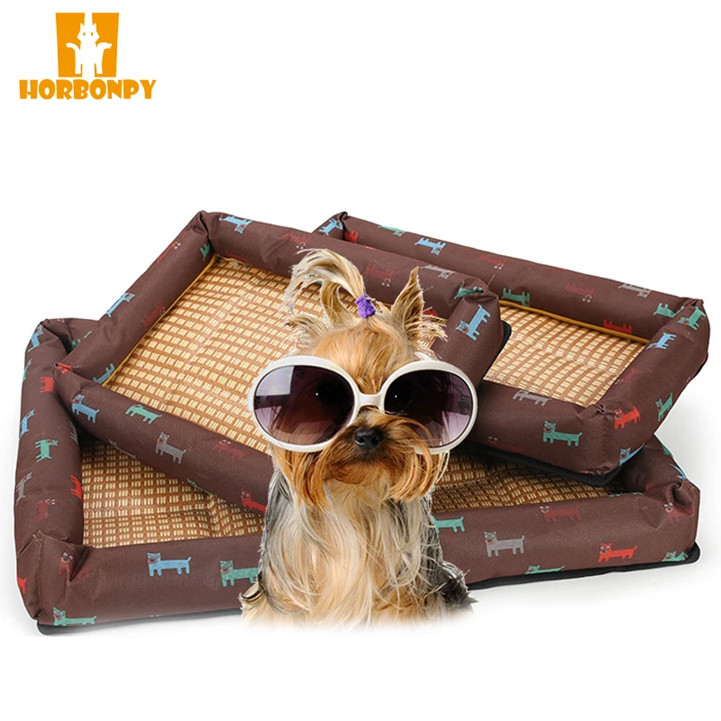 

HORBONPY Soft Pet Dog Bed Cushion Bone Print Large Non-slip Washable Dog Sleeping Beds For Summer Dog cool Mat Pets Kennel House