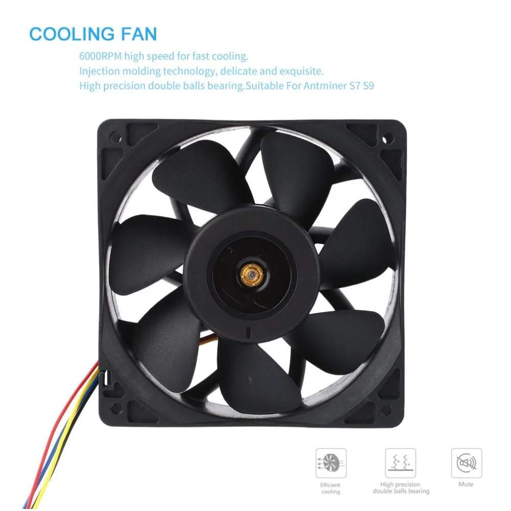 6000RPM DC12V 2.7A Miner Cooling Fan 4-Pin Connector Brushless Replacement Cooler For Antminer Bitmain S7 S9 Easy Installation