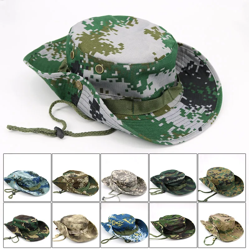 

Bonnie hats Military Panama Safari Sun Hats Hunting hats army caps Summer Bucket camouflage Hat Travel headgear Tourism cap