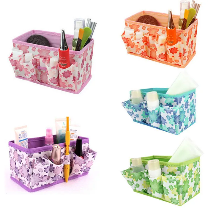 Organizer box makeup organizers Cosmetic Storage Box Women Bag Foldable Stationary Container