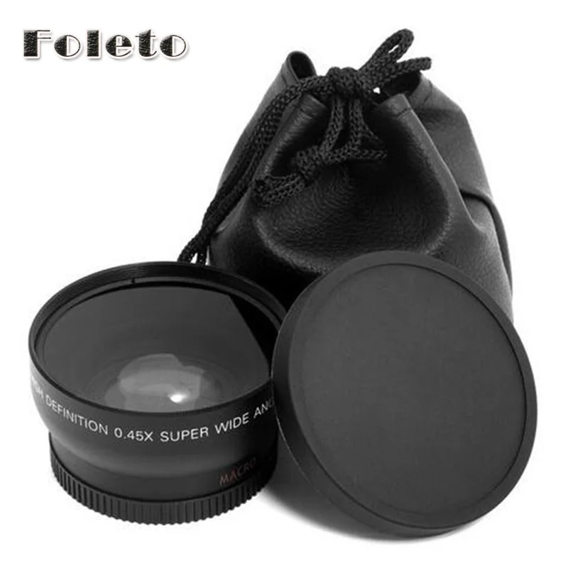 58mm 0.45x Wide Angle &amp Macro Conversion Lens + Front Rear Cap for canon 500d 550d 600d 700d 750d 1000d 1200d 1300d 18-55 lens |