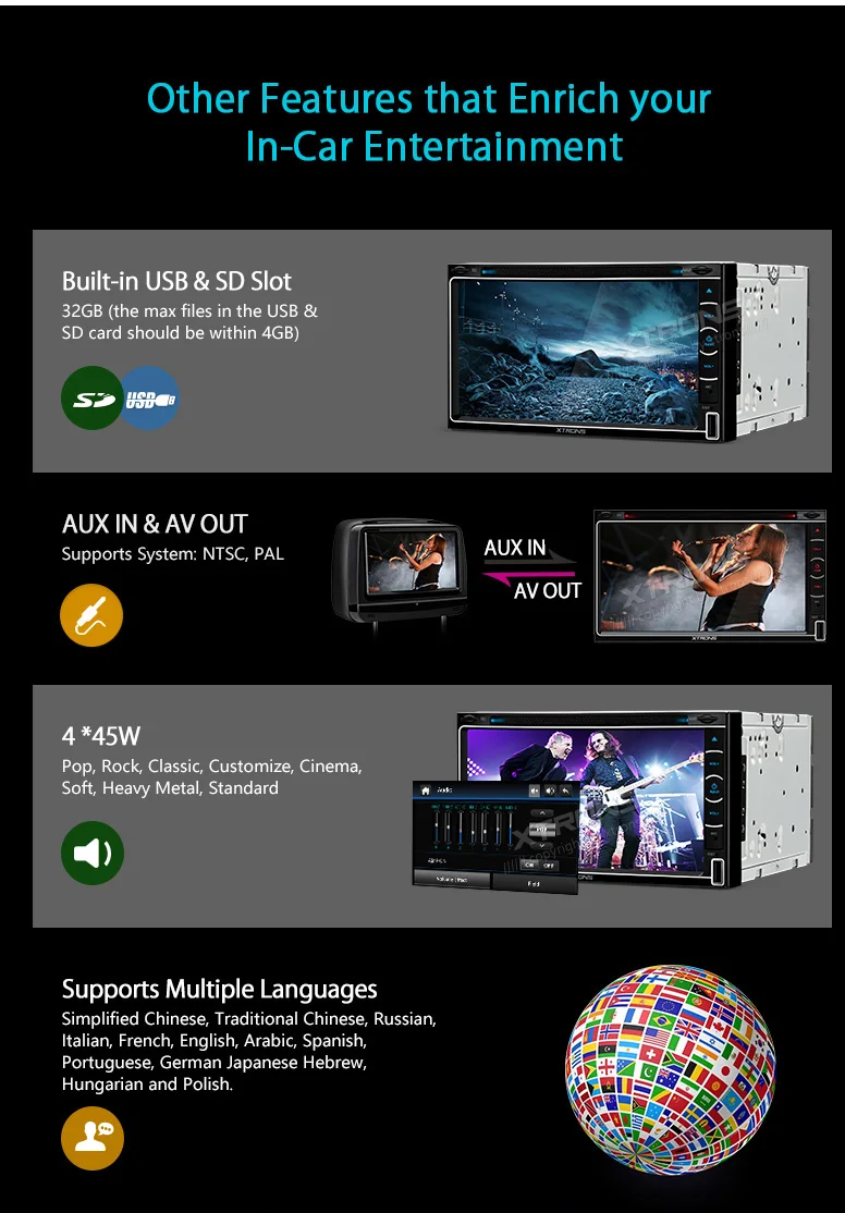 Cheap XTRONS Universal 6.95" HD Digital Touch Screen Double Din Car autoradio Stereo Radio DVD Player GPS Navigation SD USB SWC 1080P 15