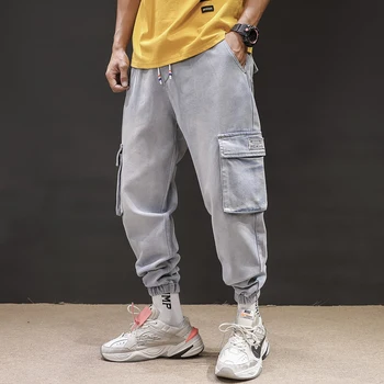 

2019 New Male Feet Pants Chinese Wind Do Old Retro Washed Loose Waist Jeans M-5XL