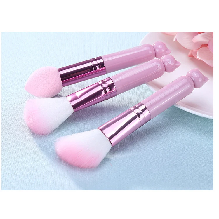 3Pcs Box Packing Cute Handle Cosmetic Make up Brush Tool Kit Set