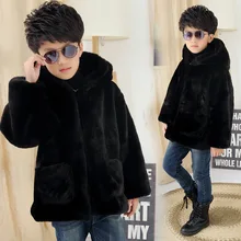 Детские пальто из меха норки черного цвета, модная зимняя куртка унисекс, детская теплая удобная одежда