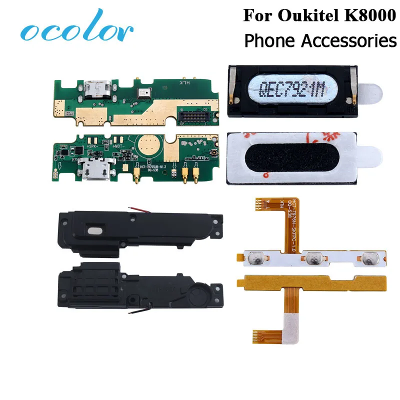 

ocolor For Oukitel K8000 Button Flex Cable Power+Volume Button Speaker Earpiece For K8000 USB Plug Charge Board Loud Speaker