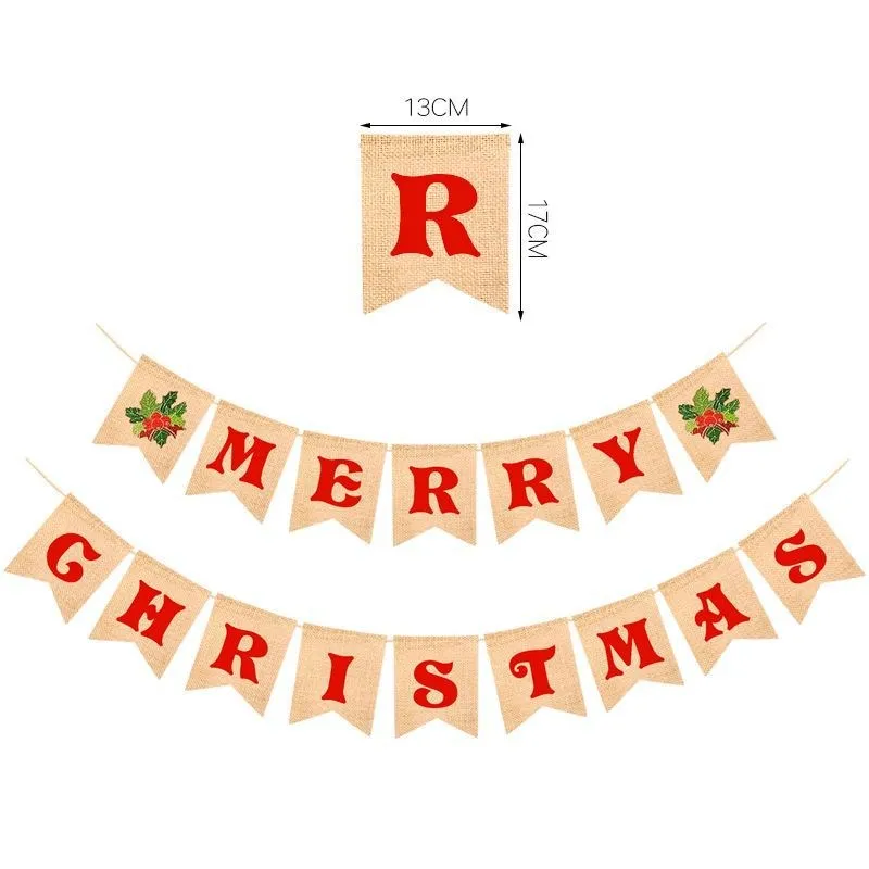 Merry Christmas Decorations Linen Burlap Cloth Handmade Custom