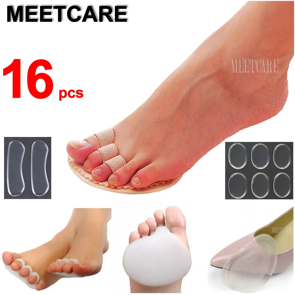 

16 Pieces Toes Overlap Hammer Correction Heel Pad Soft Bunion Splint Corrector Forefoot Mat for Hallux Valgus Tacones Foot Care