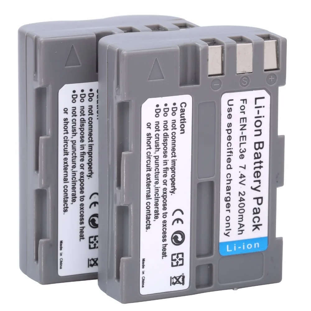 Аккумулятор EL3e EL3a ENEL3e 2x для камеры батарей Nikon D300S D300 D100 D200 D700 D70S D80 D90 D50 с разъемом