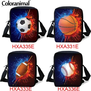 

Coloranimal 4pcs Set Men Handbag Crossbody Bag Kindergarten Bookbag Basketball/Soccer/Football Ball Print Girl Boy Messenger Bag