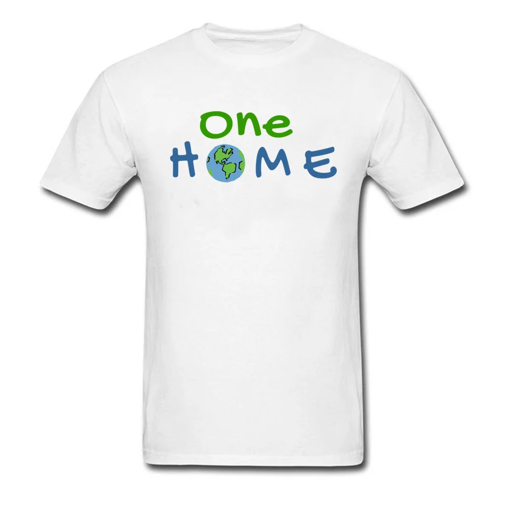 One Home Environmental Message Men Funny Tops Shirts Crewneck Thanksgiving Day Pure Cotton T Shirt Family Short Sleeve T Shirt One Home Environmental Message white