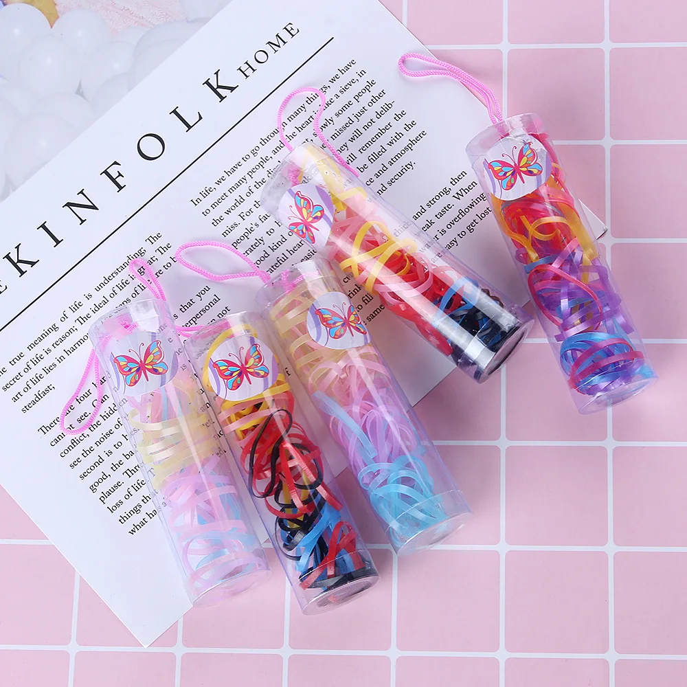 

1 Bottle/Box Children Rubber Colorful Hair Rope Girl Ponytail Holder Women/Lady Hair Elastic Braids Plaits Solid Hair Bands