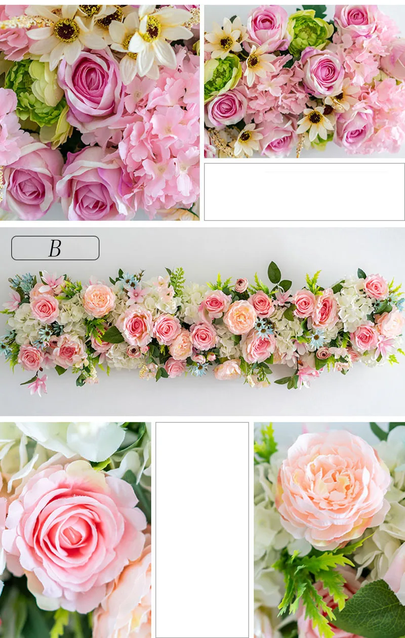 Flone 100cm high quality Rose Artificial Silk Flower Row For Wedding Arch Background wall stage party props Decoration Flower Accessories  (5)