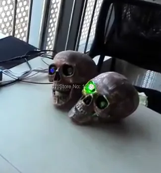

Christmas Halloween Takagism game Moving Green laser light shooting the skull heads to unlock prop for escape chamber room