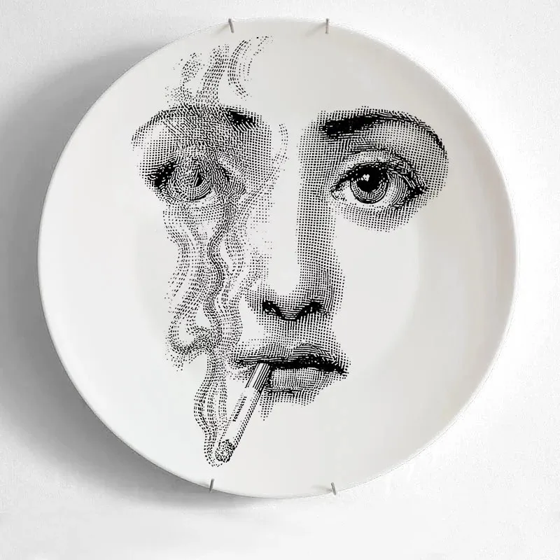 Европейская мода Милан rosenthal Piero fornasetti плиты черные и белые иллюстрации стены настенное блюдо домашней студии деко фон художественных промыслов