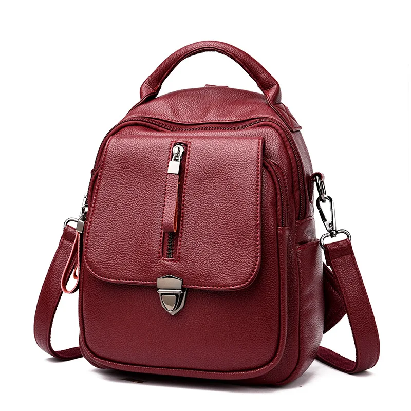 

Washed PU Leather Backpack Female Covertible School Shoulder Bag Travel Daypack Casual Rucksack for Ladies Backpacks Woman 2018