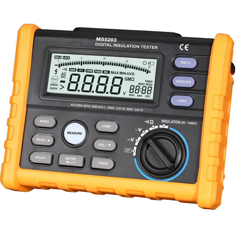 

New High Accuracy MS5203 Digital Megger Insulation Tester High sensitivity Resistance Meter Instrument 0.01 Mohm Auto power Off