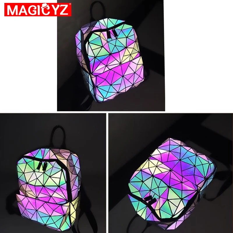 MAGICYZ geometri ctriangle сумки с голограммой светящийся женский рюкзак sac a dos женский рюкзак Mochilas голографический рюкзак