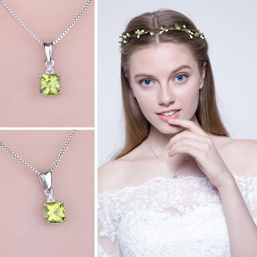 Gem Stone King 1.90 Ct Round Blue Sapphire & Green Peridot Sterling Silver Pendant Necklace - 925 Silver Birthstone Jewelry Gift With Free Chain - View #3