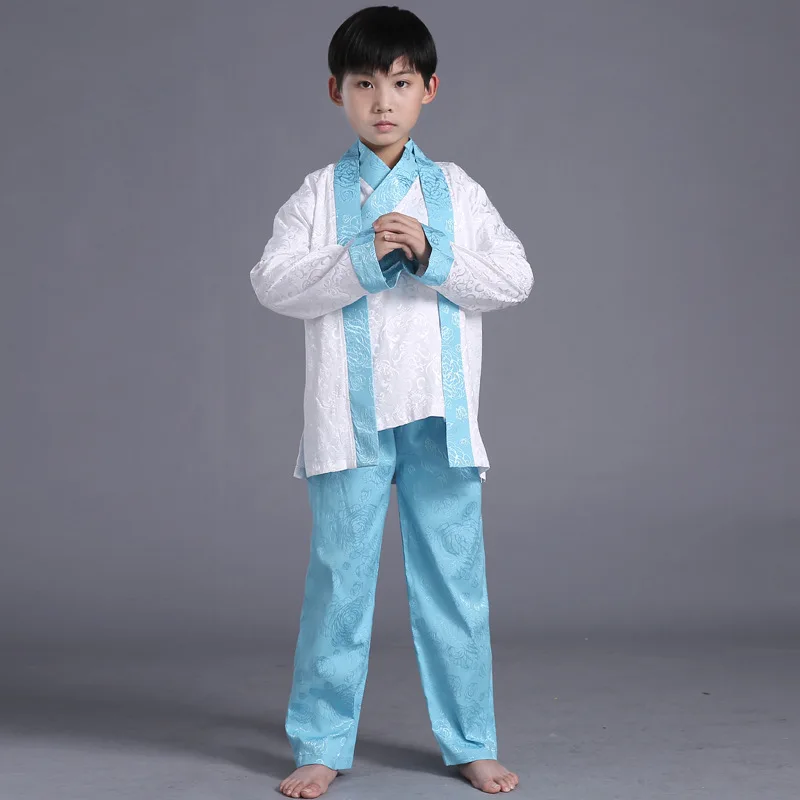 Традиционные для маленьких мальчиков Hanfu Костюмы древней китайской ученый Тан костюм одежда классические детские производительность