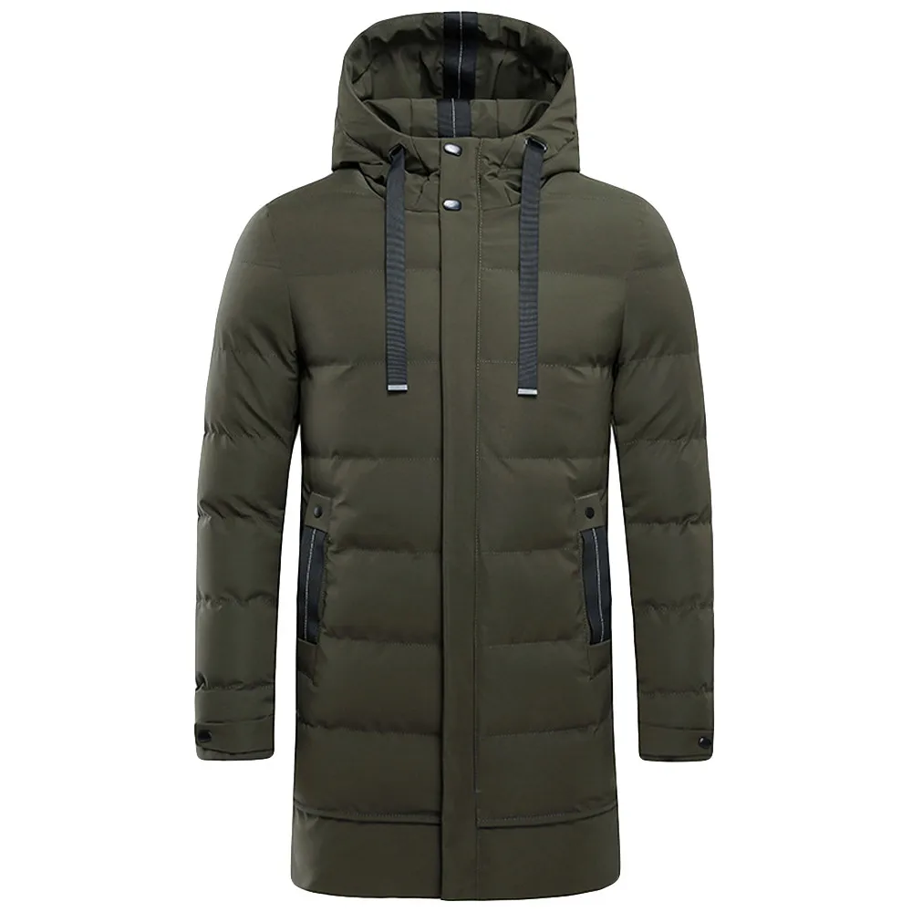 

FeiTong Winter Jacket Men Coat Fashion Medium Length Hoodie Thickened Cotton Padded Coat 2018 Parka Men Clothes Jacket for Male