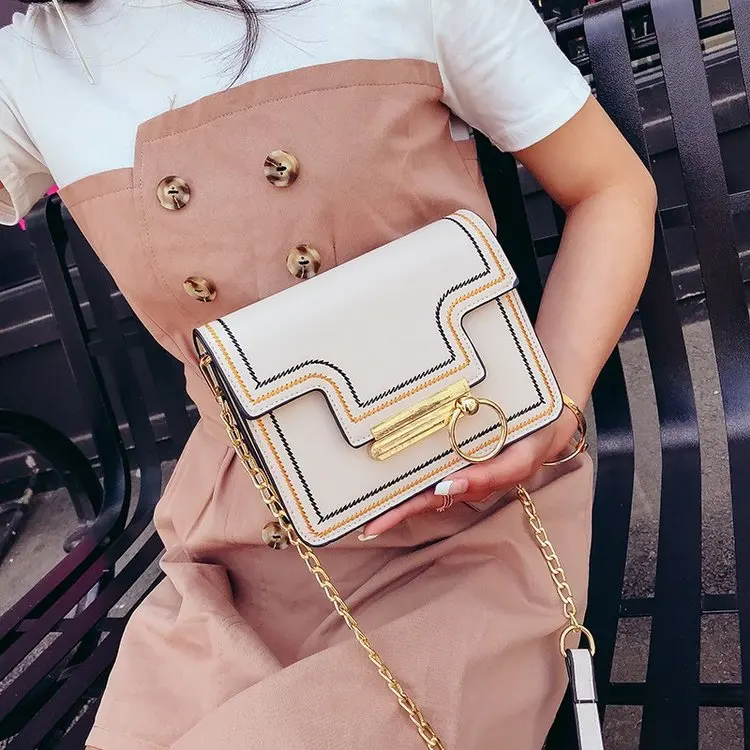 

2019 New Fashion Handbags Single Shoulder Chain Women Bag High Quality Beige Black Khaki Messenger Bag Mini Office Lady Satchel