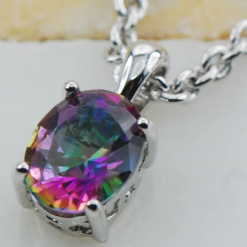 

Rose Rainbow Crystal Zircon 925 Sterling Silver Stud Pendant PP14 This item Min order is $10