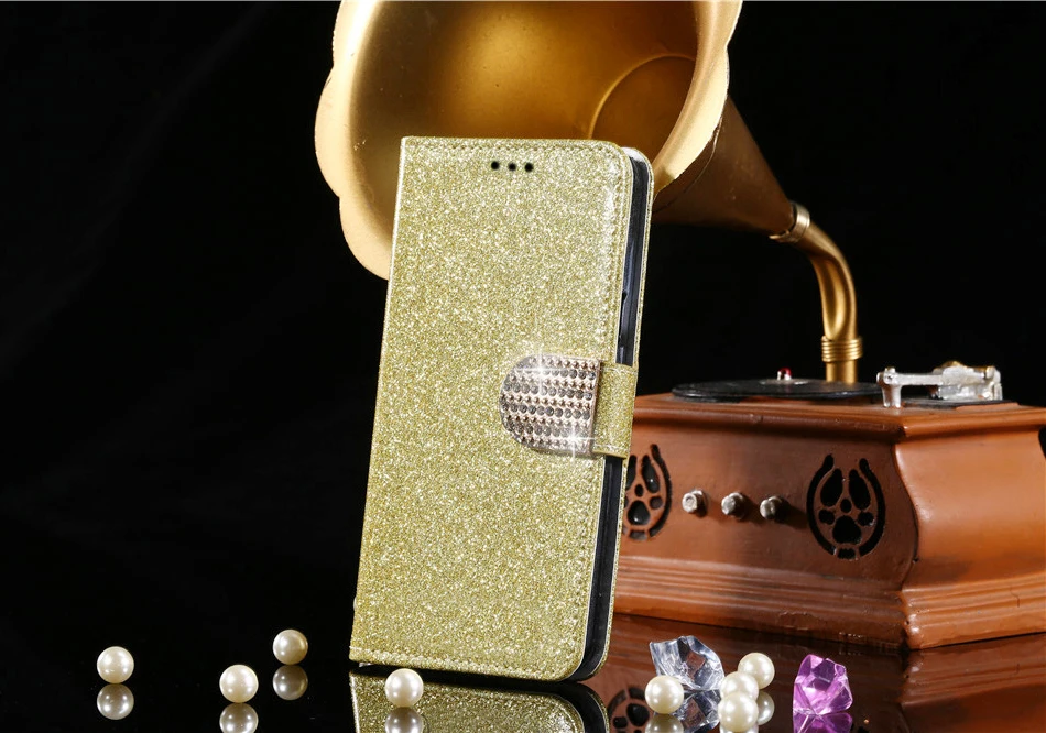 Роскошный кожаный бумажник чехол для Lenovo K6 Note 5.5 ''flip крышка Сияющий Криста. bling