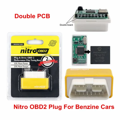 Nitro OBD2 бензиновый чип, тюнинговая коробка Nitroobd2 ECO OBD2, бензиновая заглушка, флэш-накопитель ECU, больше мощности, крутящий момент, экономия топлива - Цвет: Nitro Benzine Double